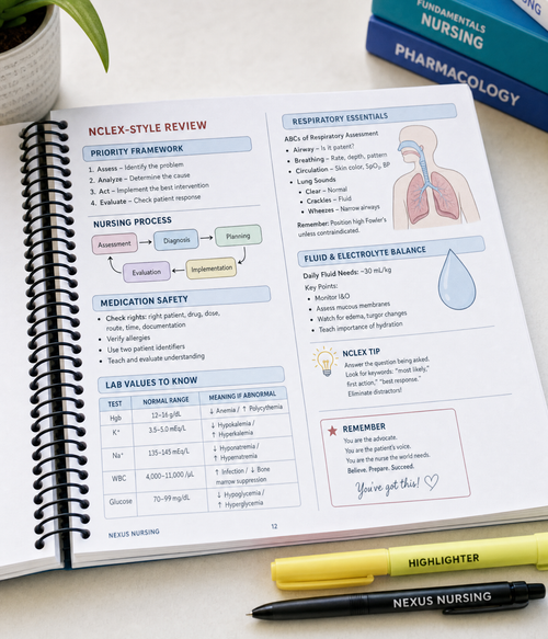 Nexus Nursing’s NCLEX-RN Cheatsheet Booklet