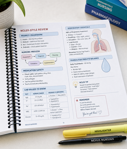 Nexus Nursing’s NCLEX-RN Cheatsheet Booklet